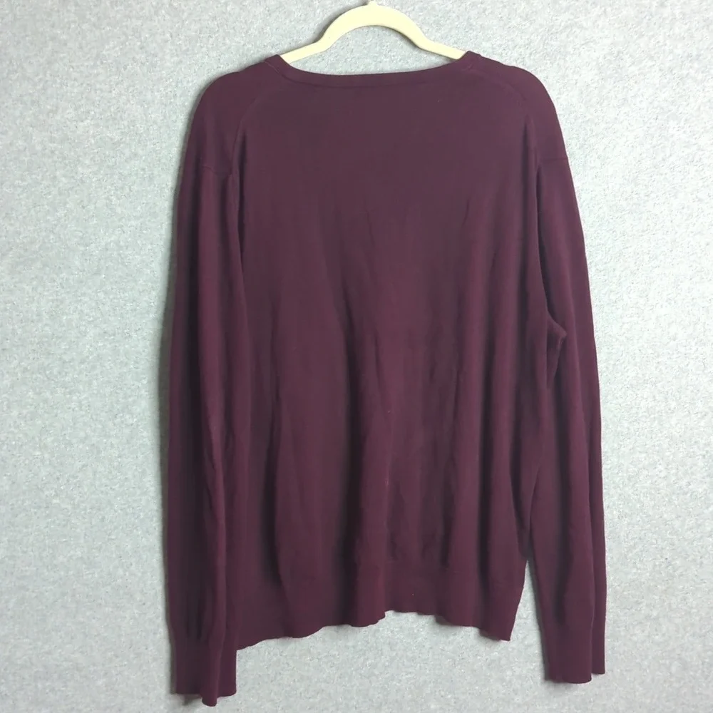 Banana Republic Luxury Blend V-Neck Sweater Men XL Silk Cotton Cashmere Burgundy